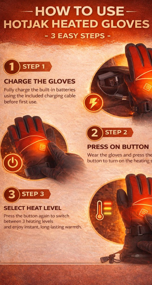 how to use Hotjak Heated Gloves
